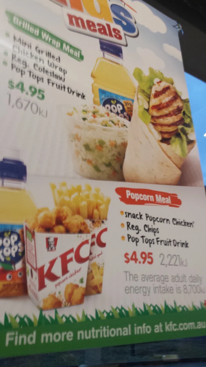 Menu, KFC Penrith South