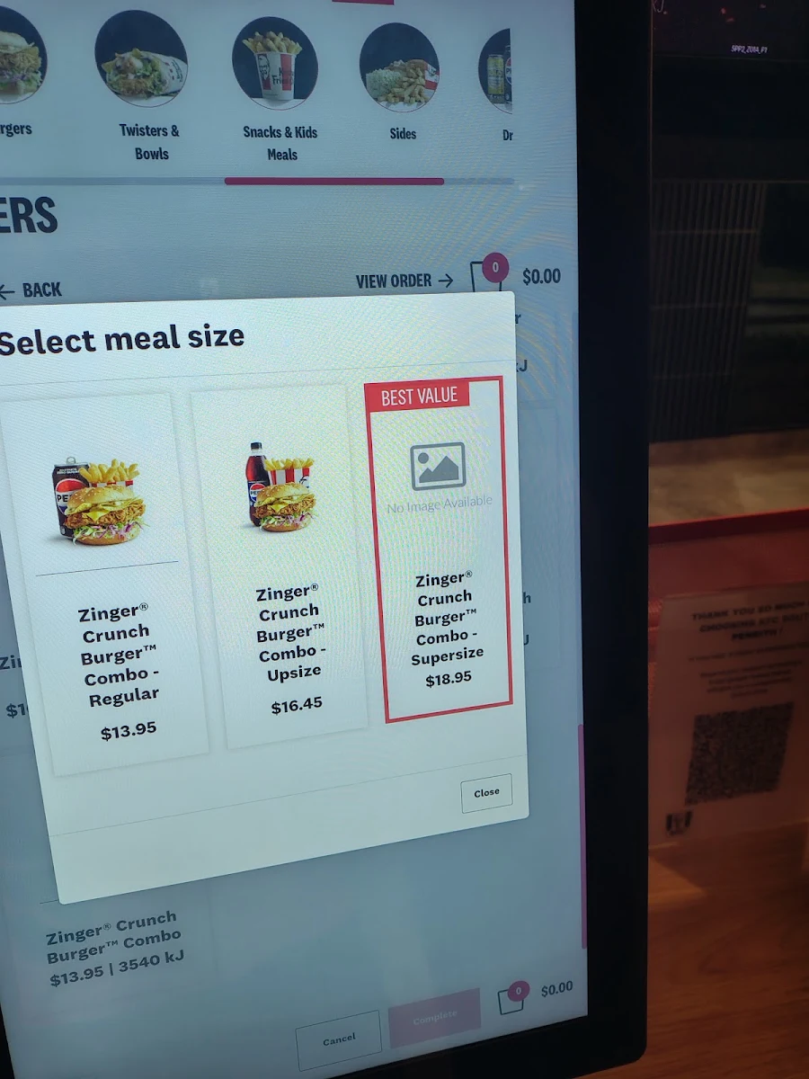 Menu, KFC Penrith South