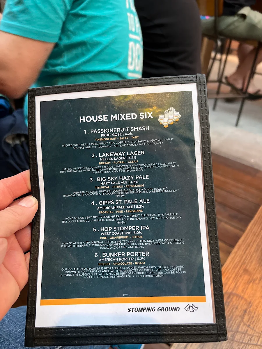 Menu, Stomping Ground Brewery & Beer Hall - Morris Moor