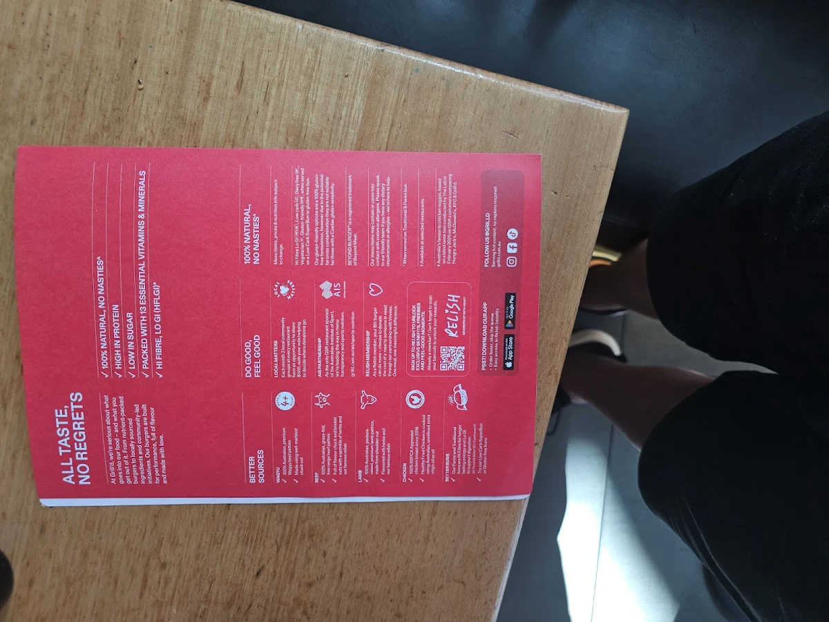 Menu, Grill'd Burgers - Melbourne Emporium