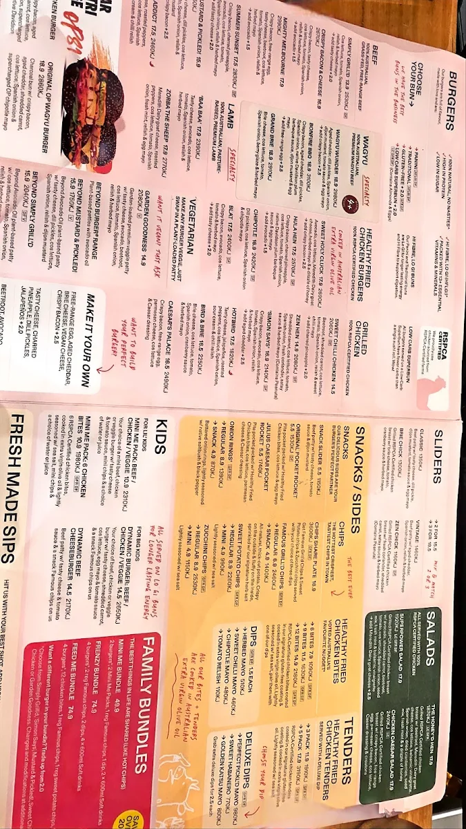 Menu, Grill'd Burgers - Melbourne Emporium