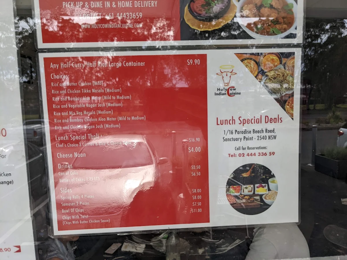 Menu, Holy Cow Indian Cuisine