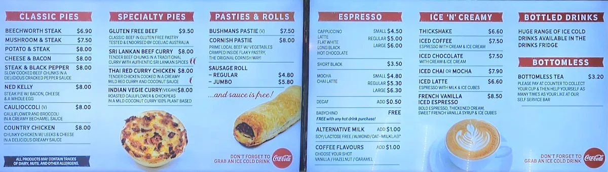 Menu, Beechworth Bakery Healesville