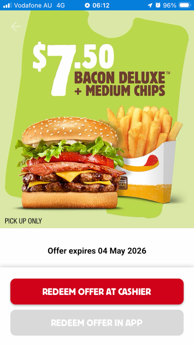 Menu, Hungry Jack's Burgers Granville