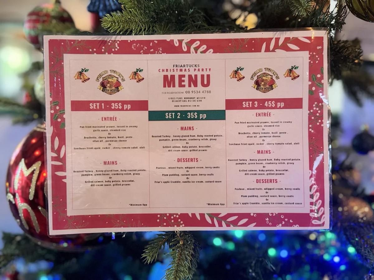 Menu, Friar Tuck's House