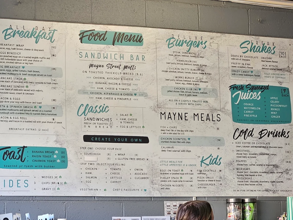 Menu, Beryls cafe
