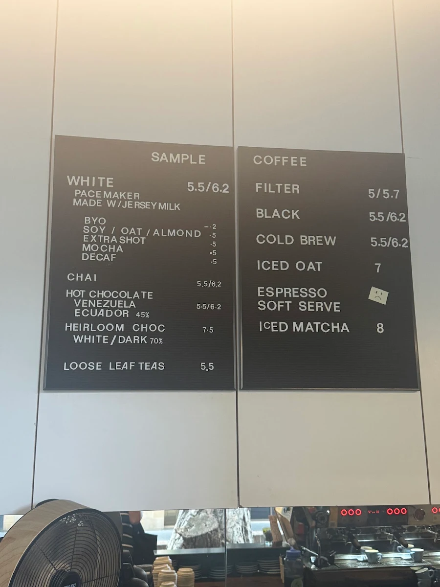 Menu, Sample Coffee