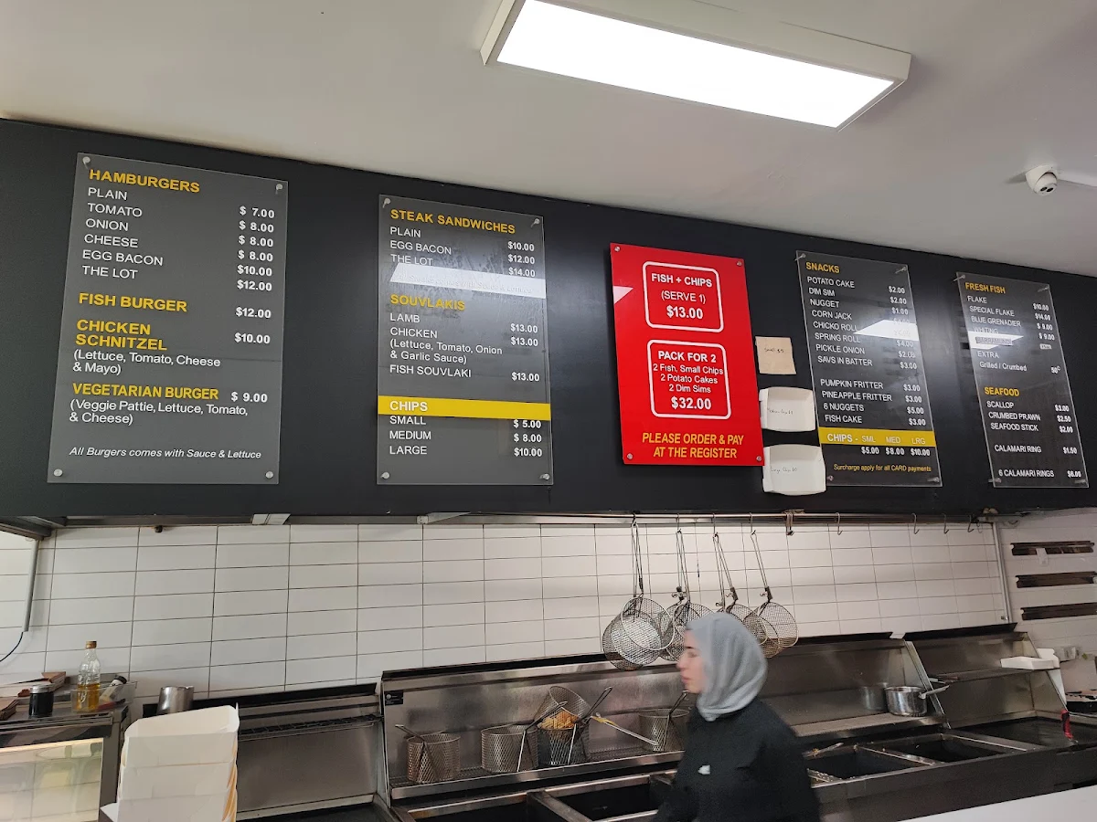Menu, Hobsons Bay Fish and Chips