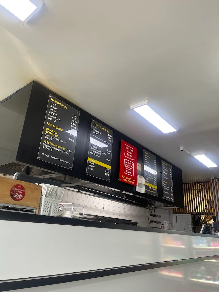 Menu, Hobsons Bay Fish and Chips