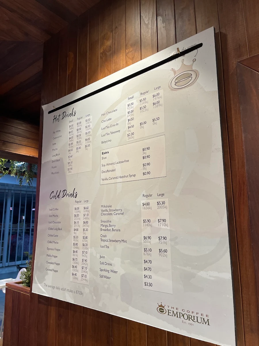 Menu, The Coffee Emporium Warrawong