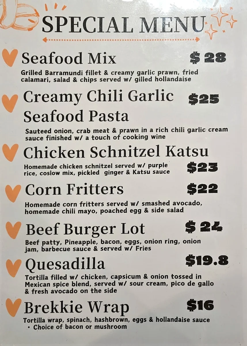 Menu, ELEMENT 6 West Ryde