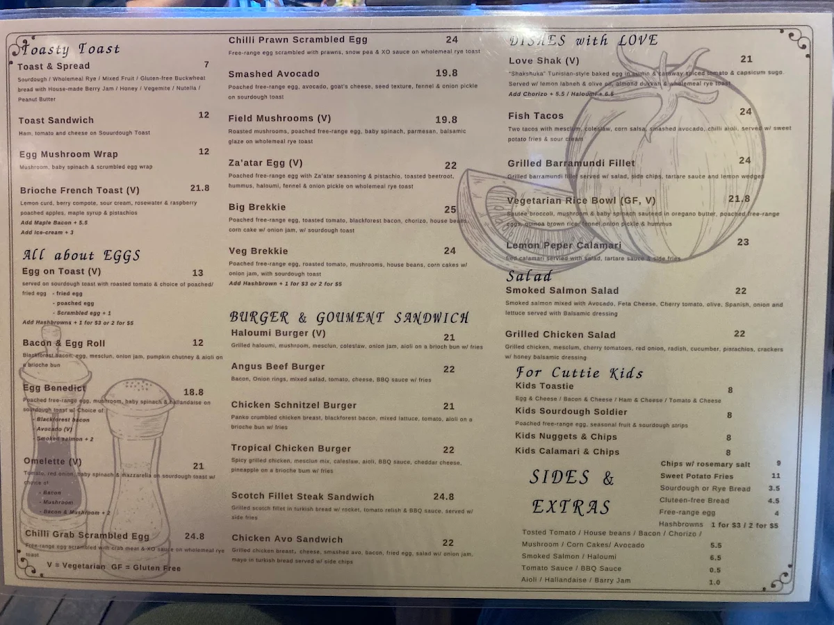 Menu, ELEMENT 6 West Ryde