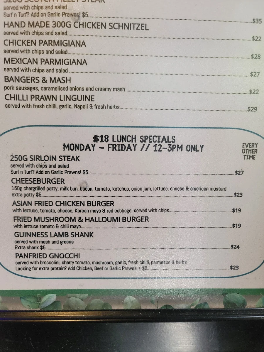 Menu, Scruffy Murphys Irish Bar