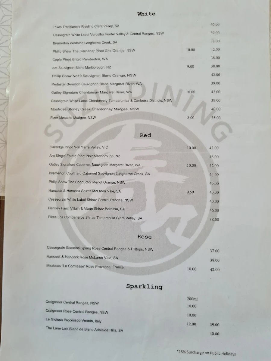 Menu, Suzu Japanese restaurant