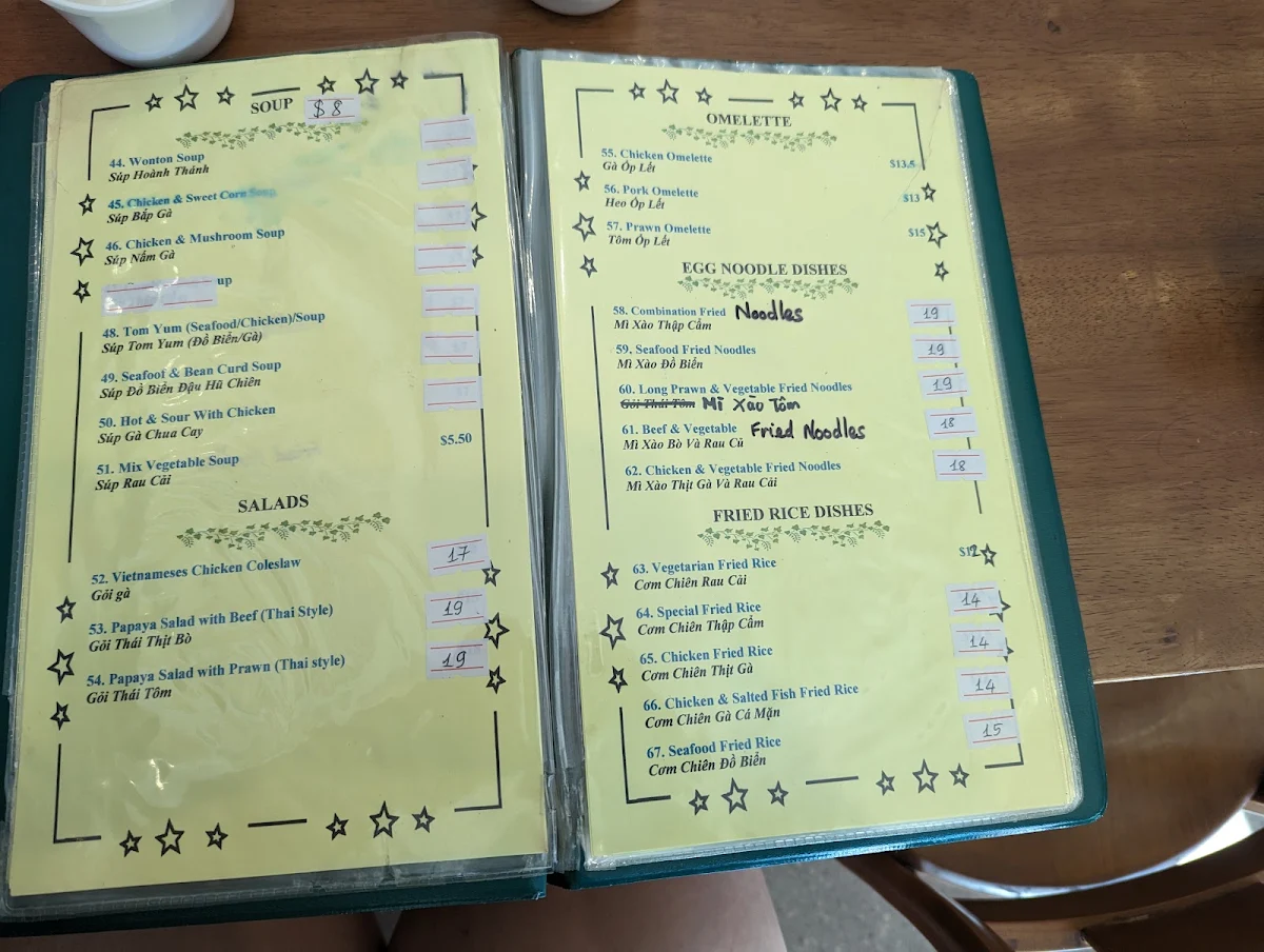 Menu, Saigon One