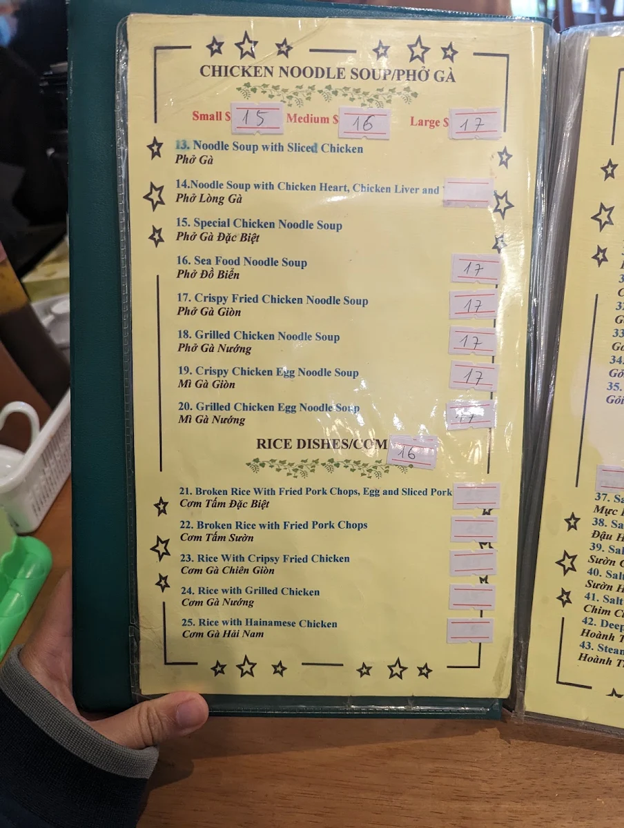 Menu, Saigon One