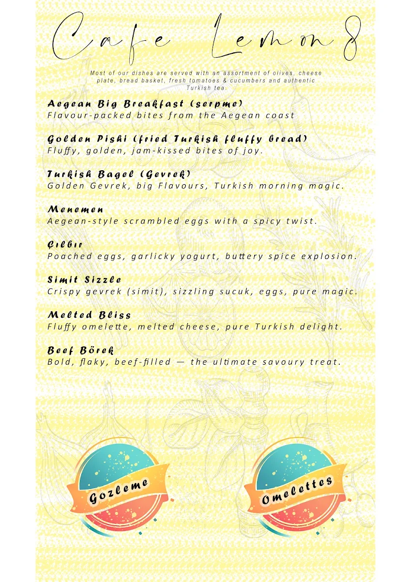 Menu, Cafe Lemon8