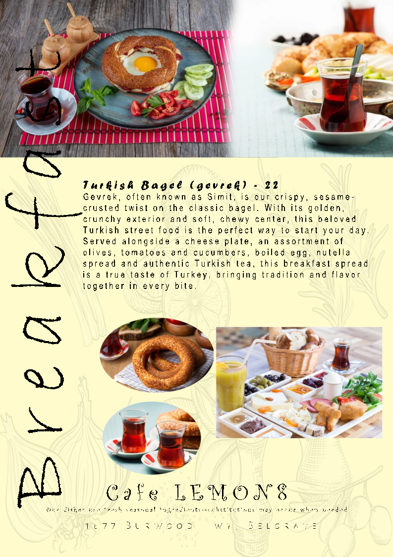 Menu, Cafe Lemon8