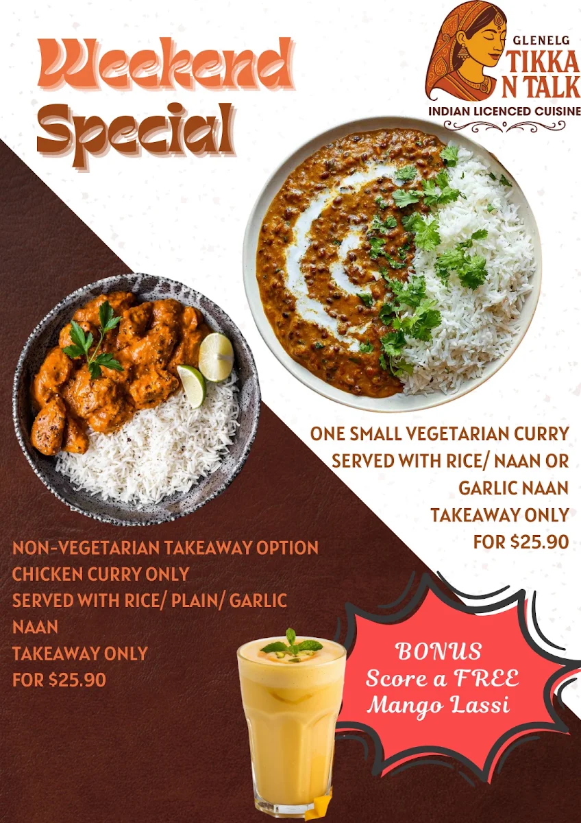 Menu, Glenelg Tikka N Talk