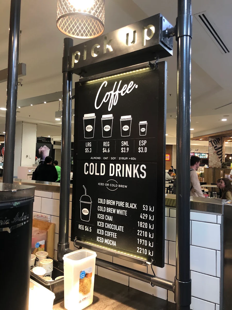 Menu, Soul Origin Macquarie Centre Food Court
