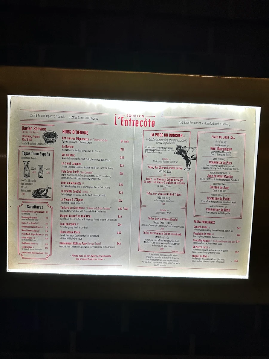 Menu, Mad Mex Gateway (Circular Quay)
