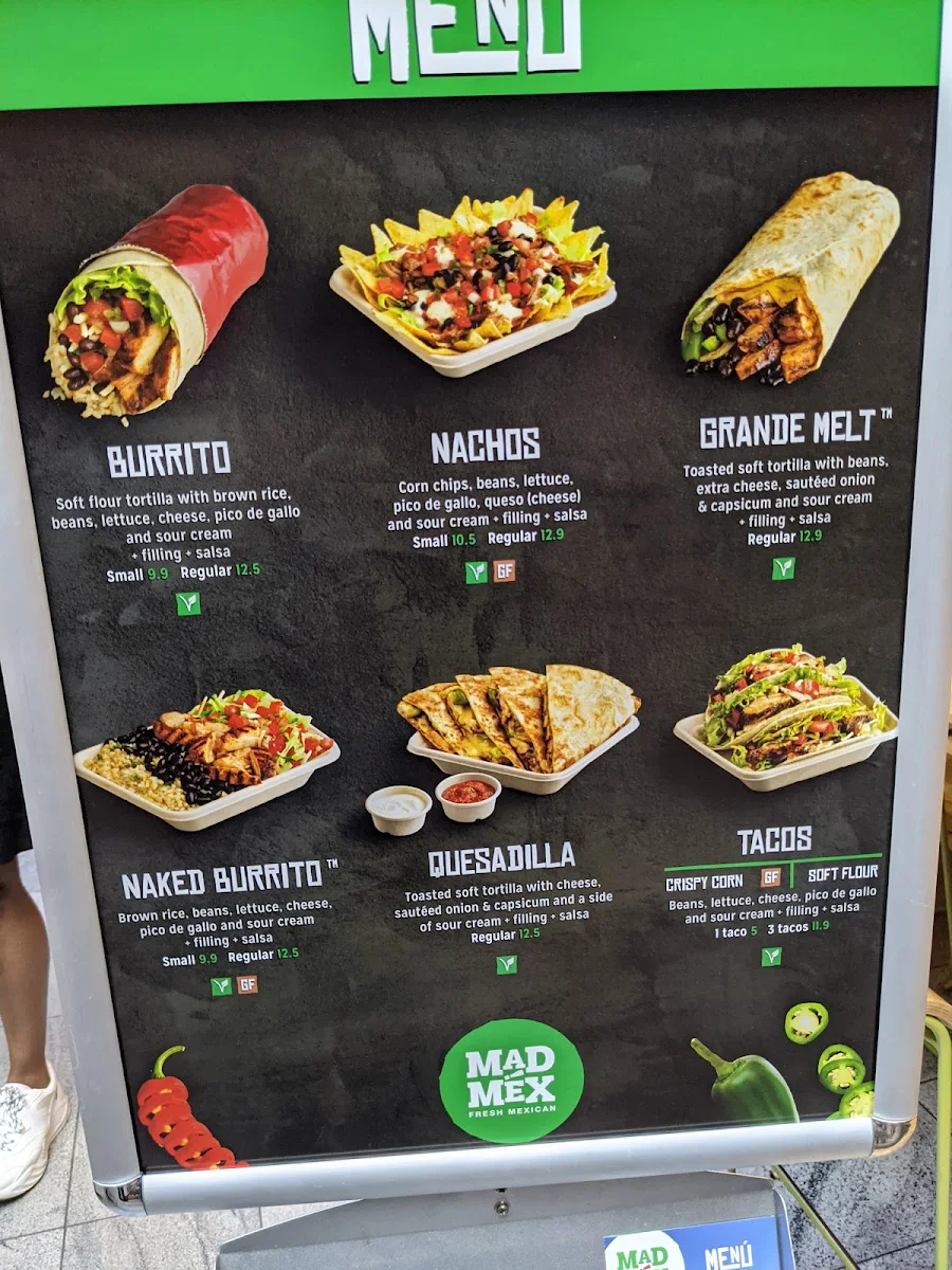 Menu, Mad Mex Gateway (Circular Quay)