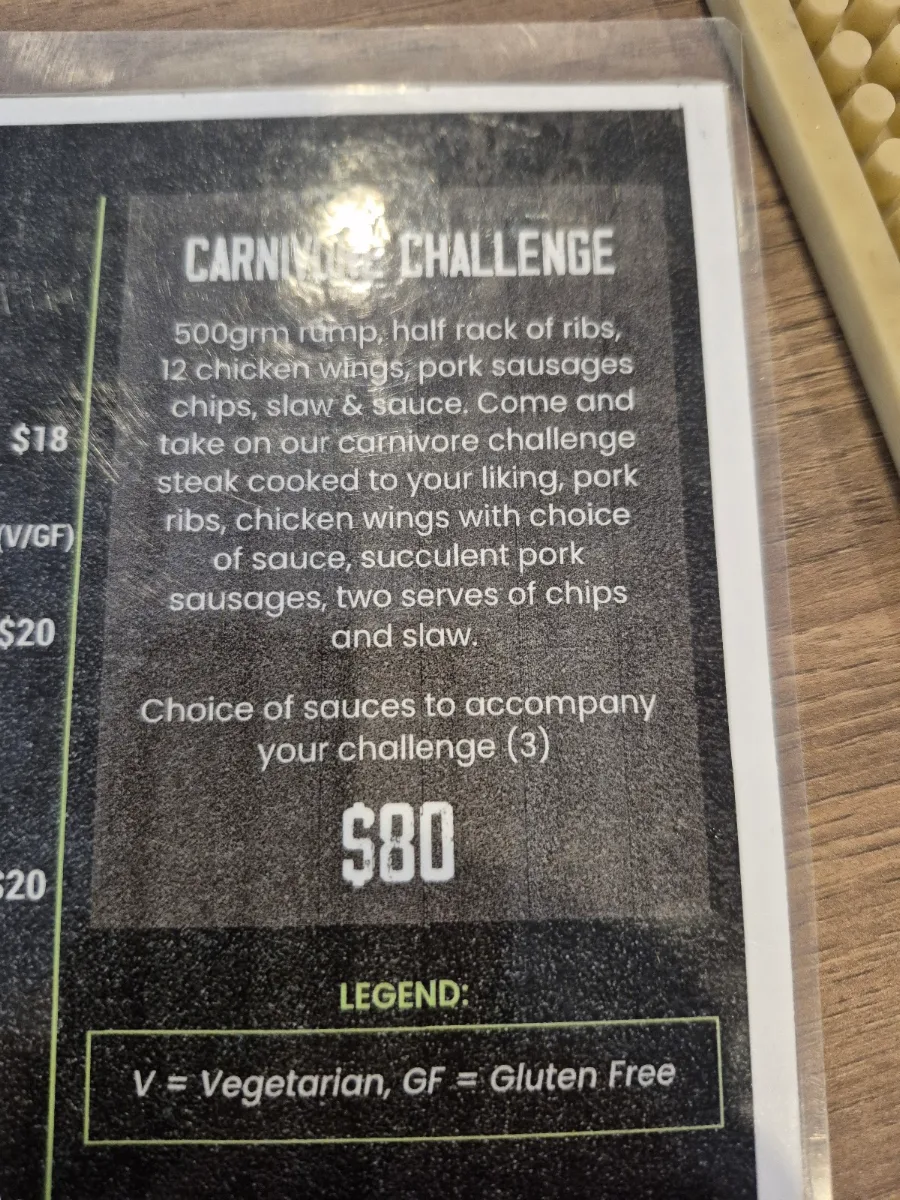 Menu, Woolooga Hotel