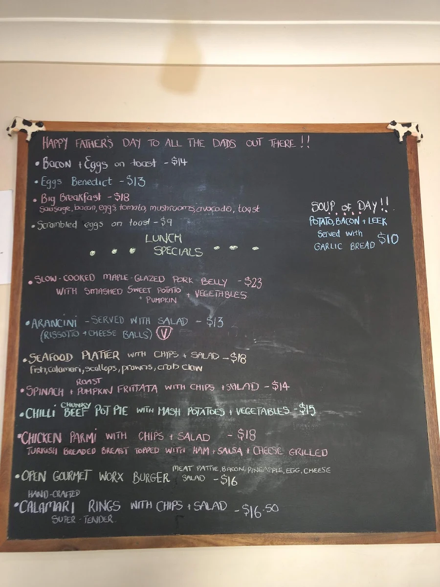 Menu, The Udder Cow Cafe Comboyne