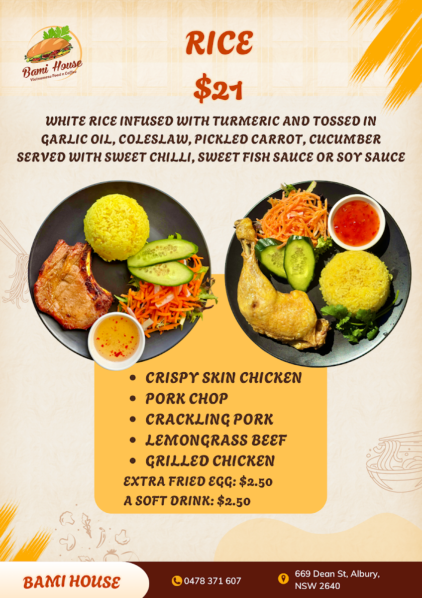Menu, Bami House