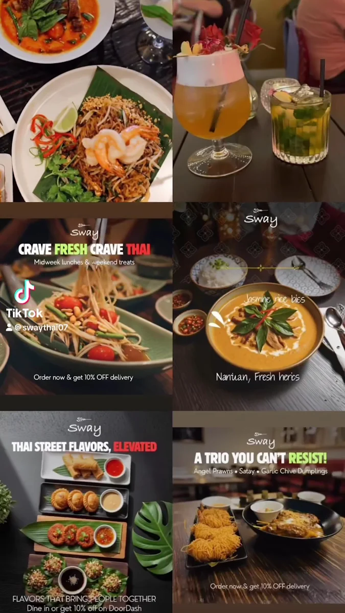 Menu, Sway Thai Fusion & Bar