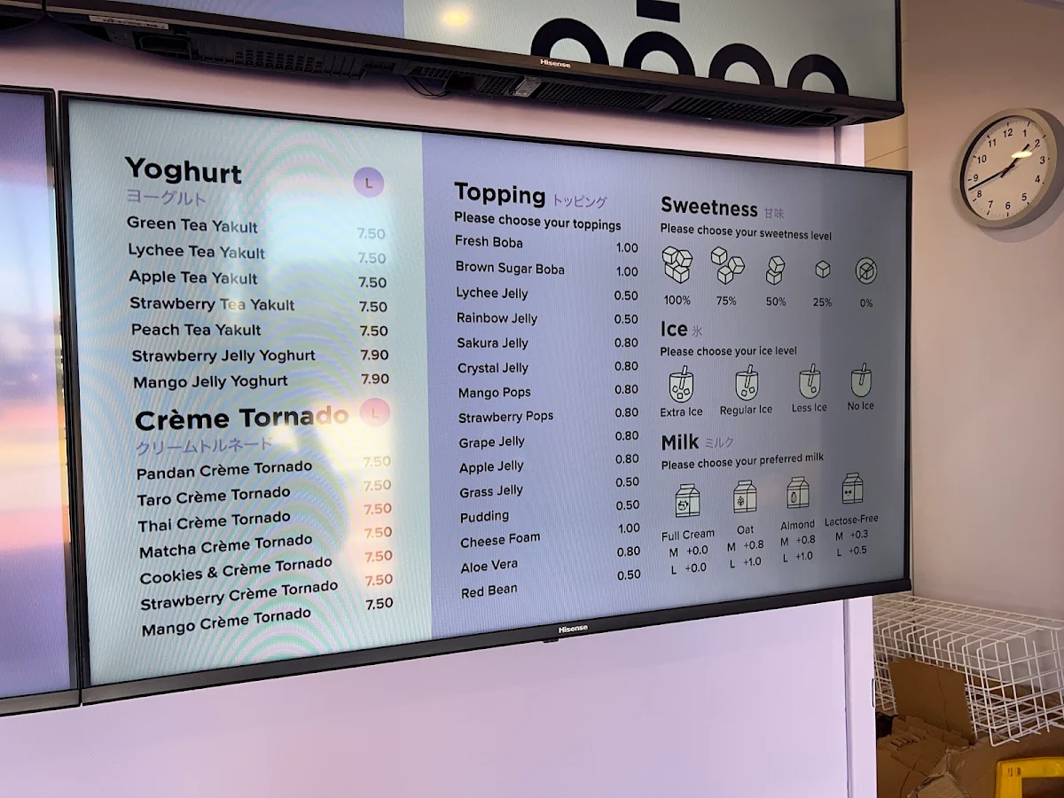 Menu, BOBABOBA BELMONT