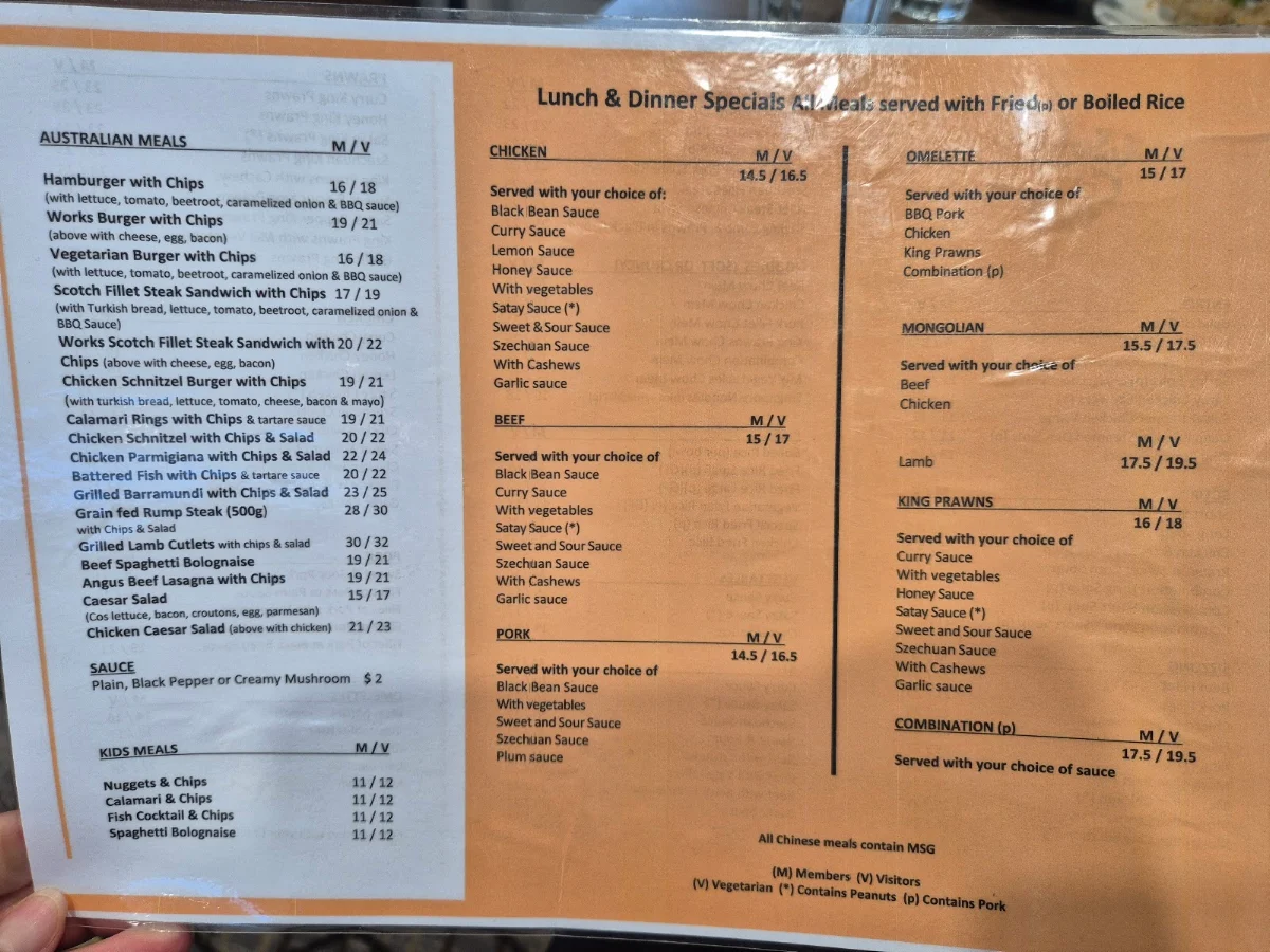 Menu, Wok & Grill