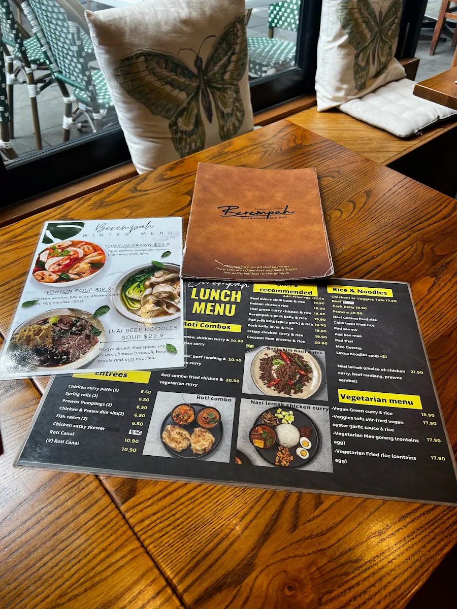 Menu, Berempah Malaysian Thai - Balmain