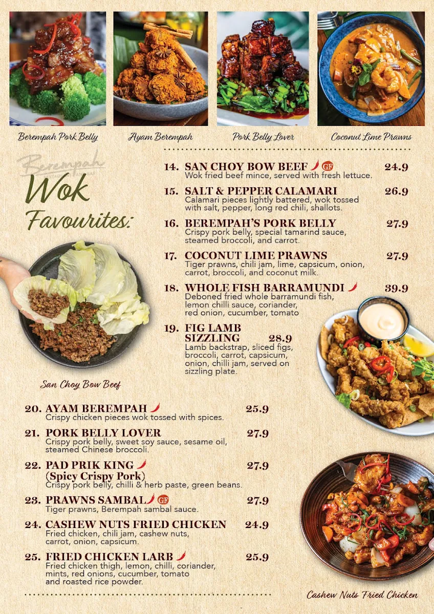 Menu, Berempah Malaysian Thai - Balmain