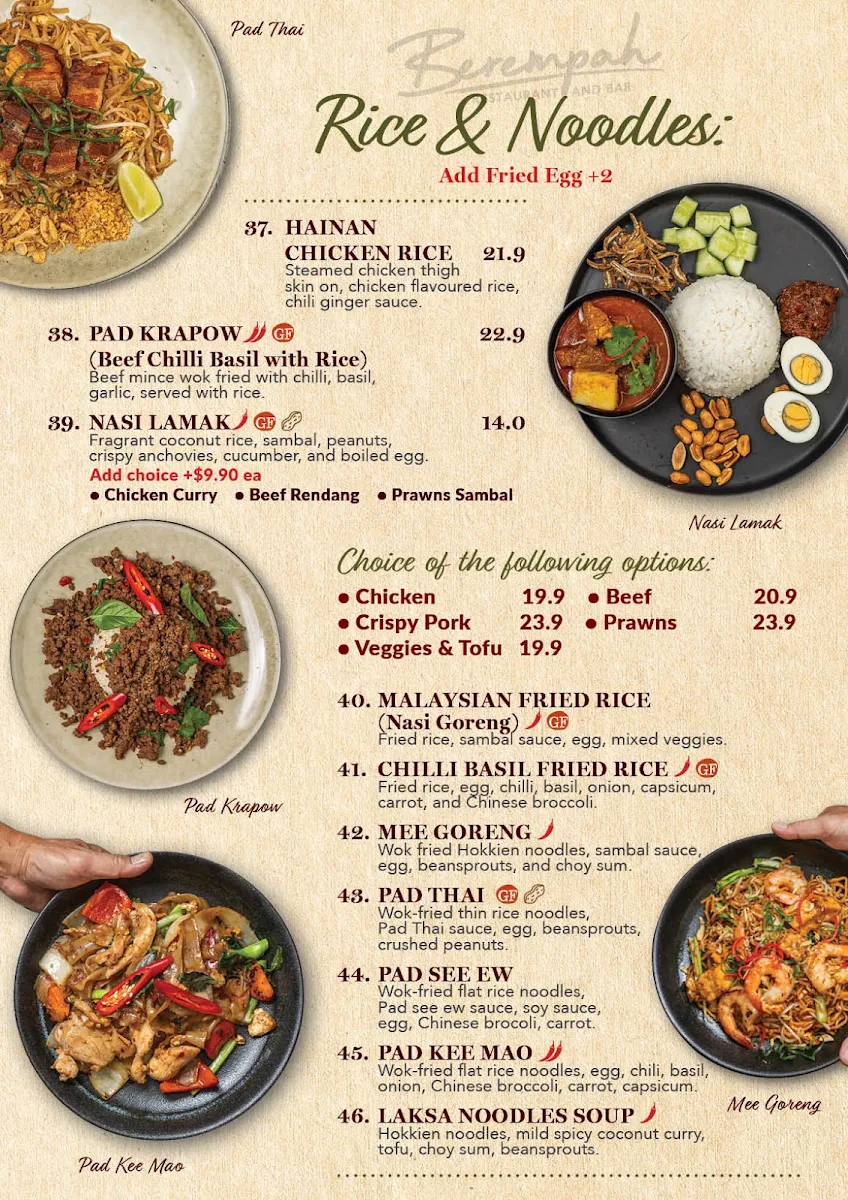 Menu, Berempah Malaysian Thai - Balmain