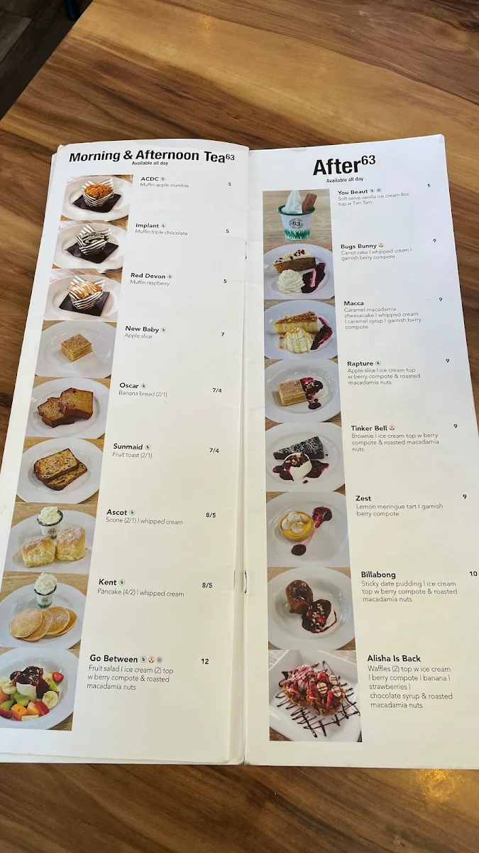 Menu, Café 63 Carousel