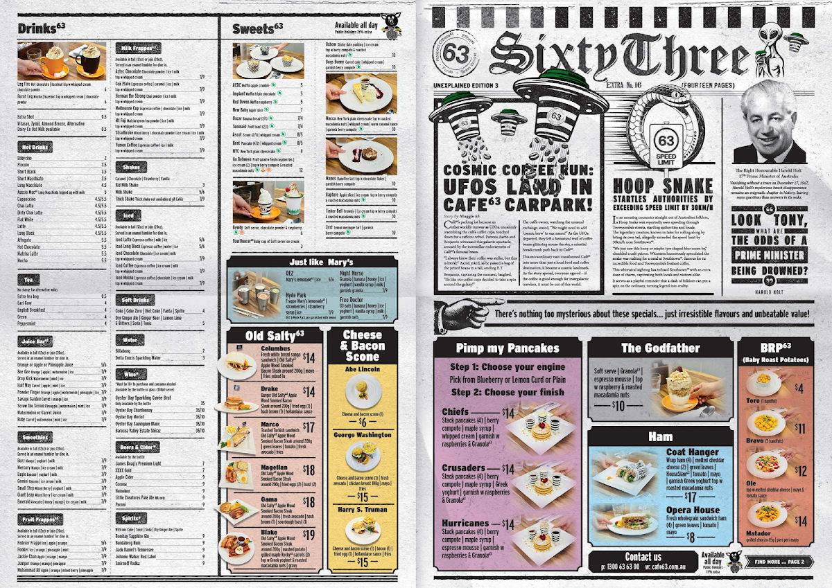Menu, Café 63 Carousel