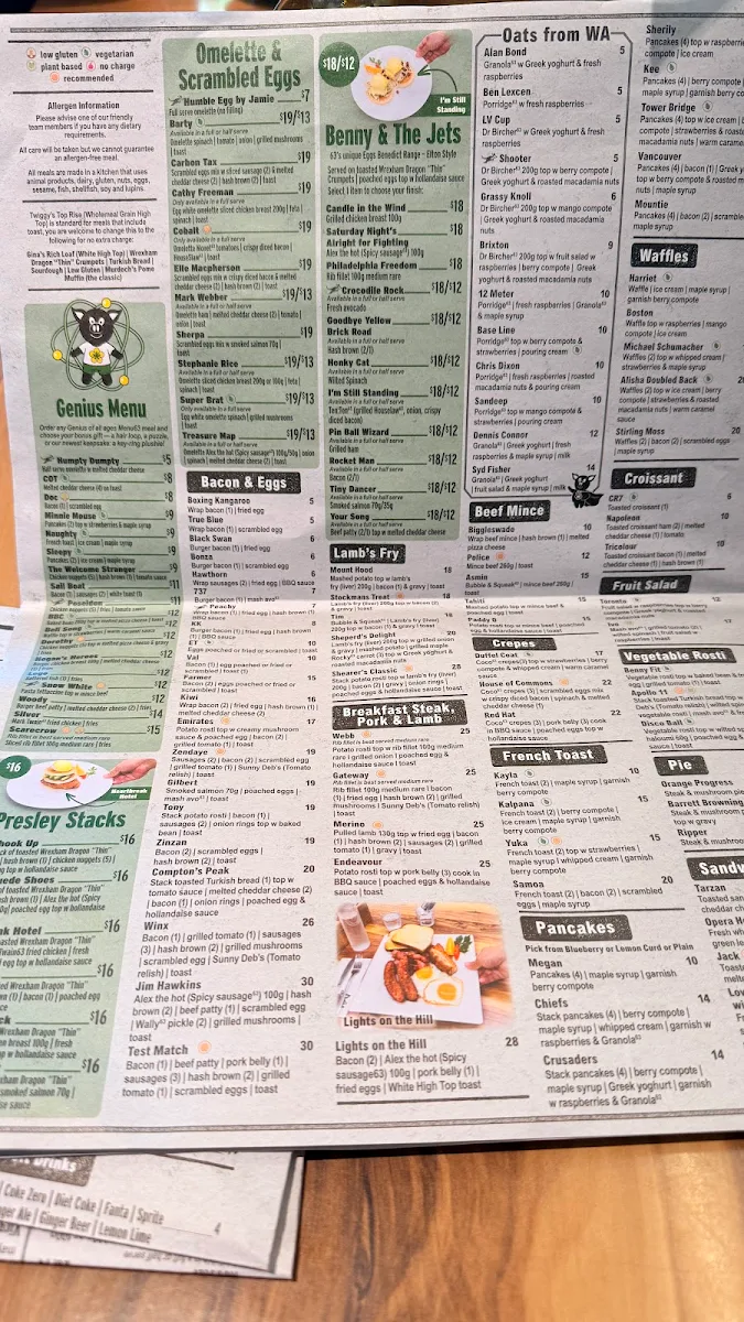 Menu, Café 63 Carousel