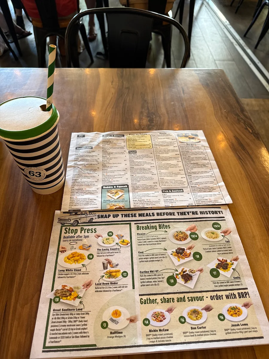 Menu, Café 63 Carousel