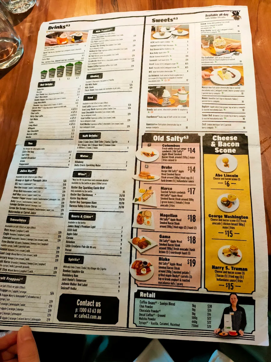 Menu, Café 63 Carousel