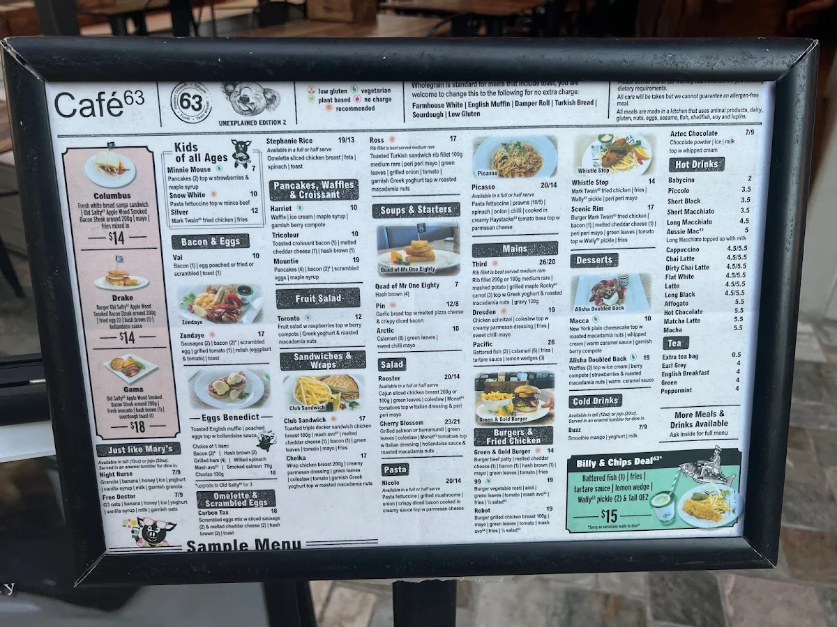 Menu, Café 63 Carousel