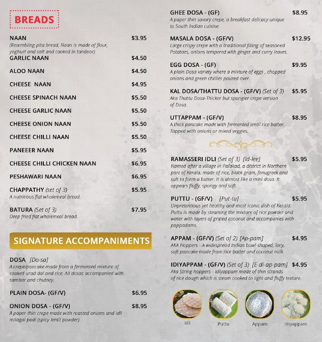 Menu, Dum n Rum Stafford Heights