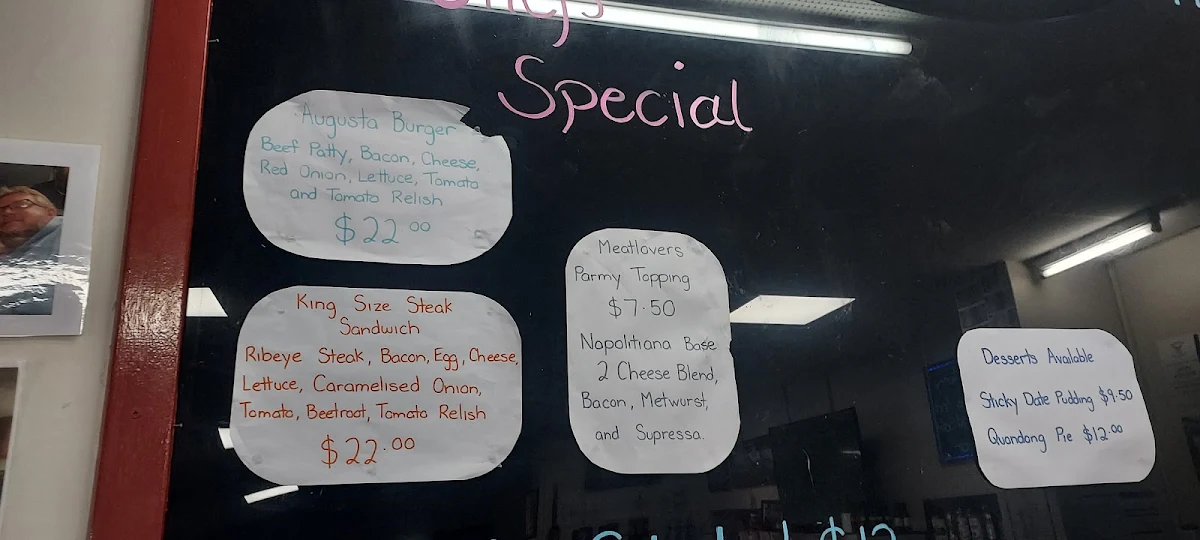 Menu, Hotel Augusta Port Augusta