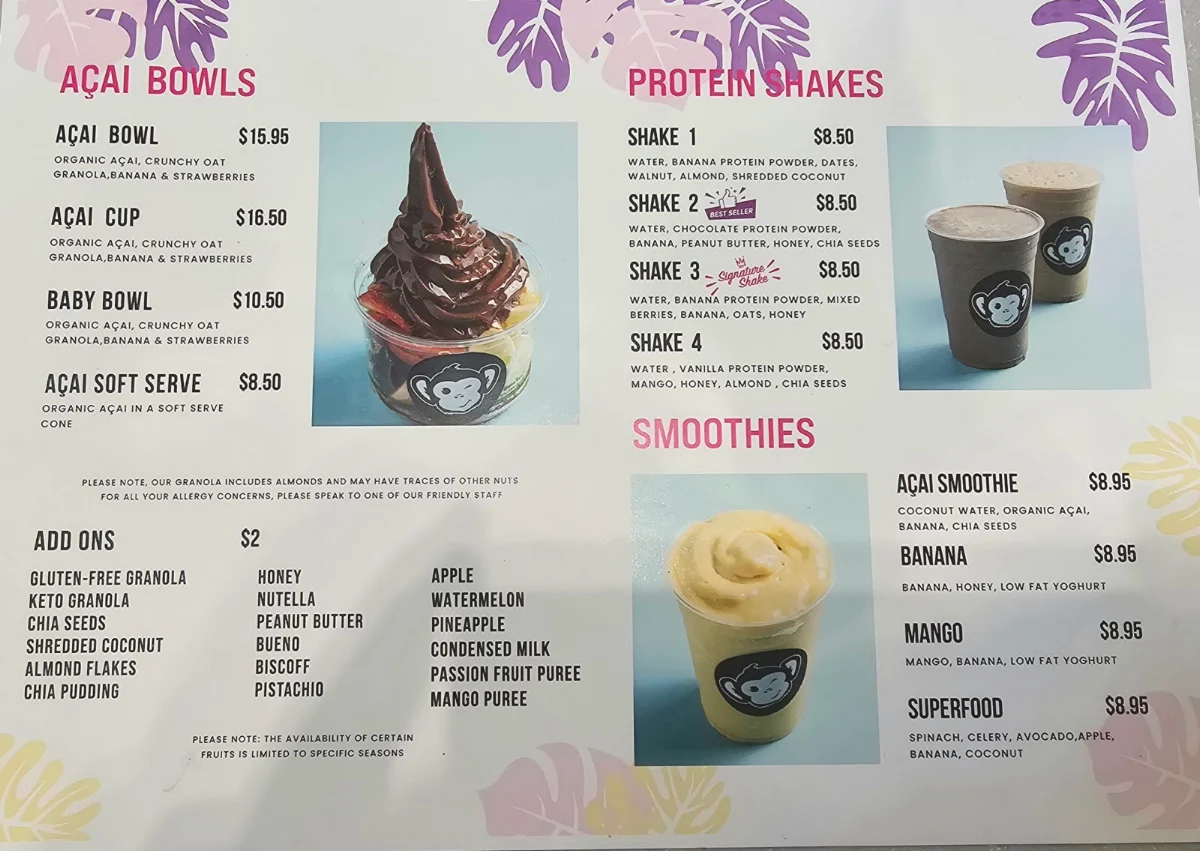 Menu, Thirsty Monkey