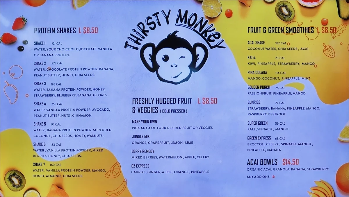 Menu, Thirsty Monkey