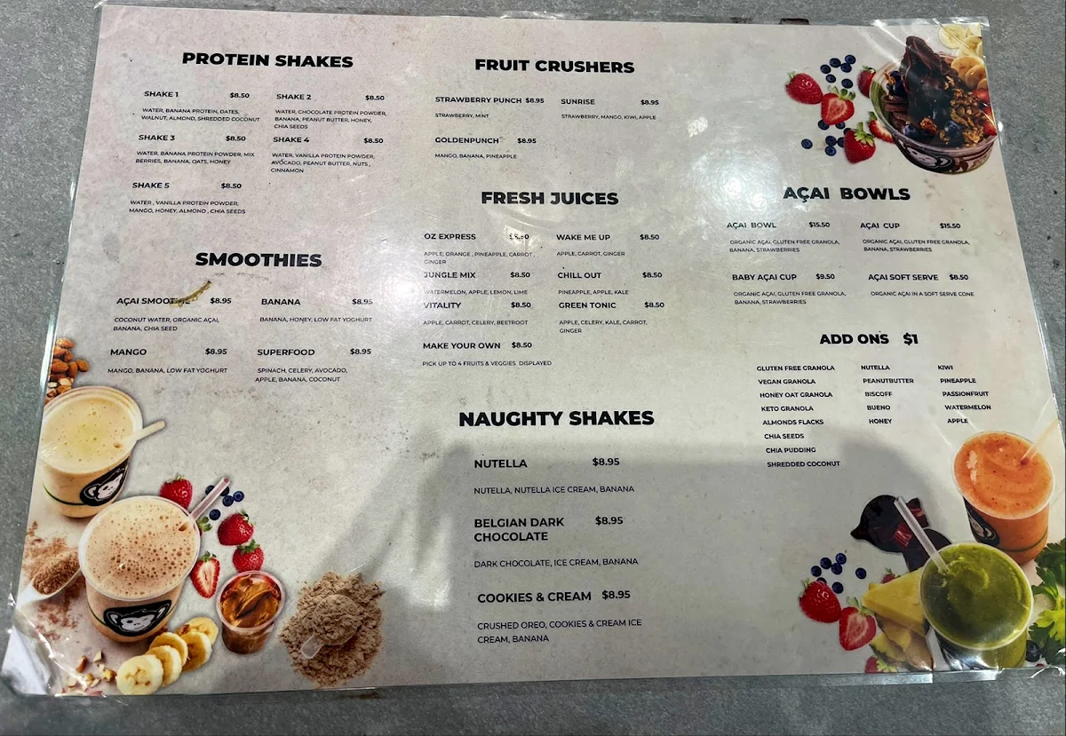 Menu, Thirsty Monkey