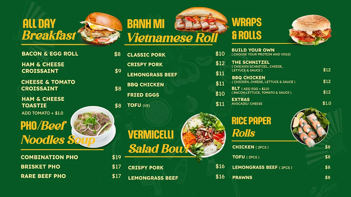 Menu, Saigon Bistro