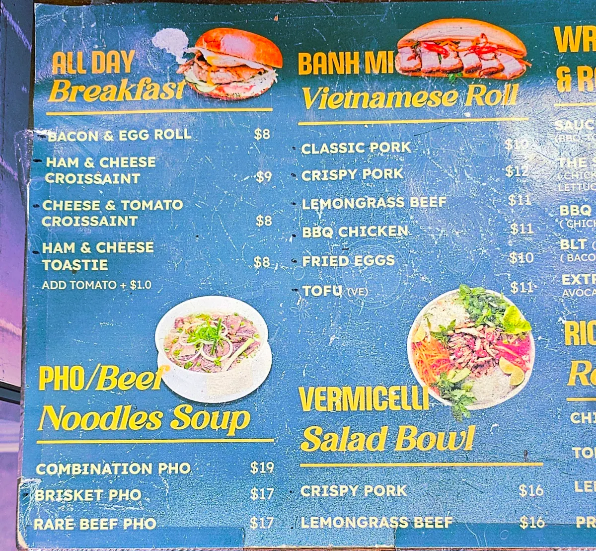 Menu, Saigon Bistro