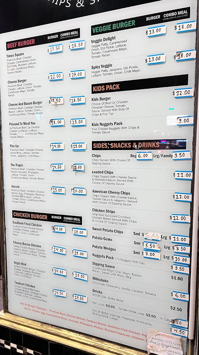Menu, Cookhouse Burgers Essendon