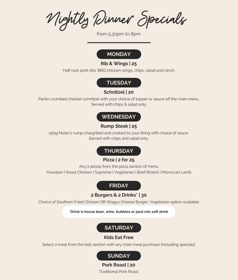 Menu, Indulge Dining